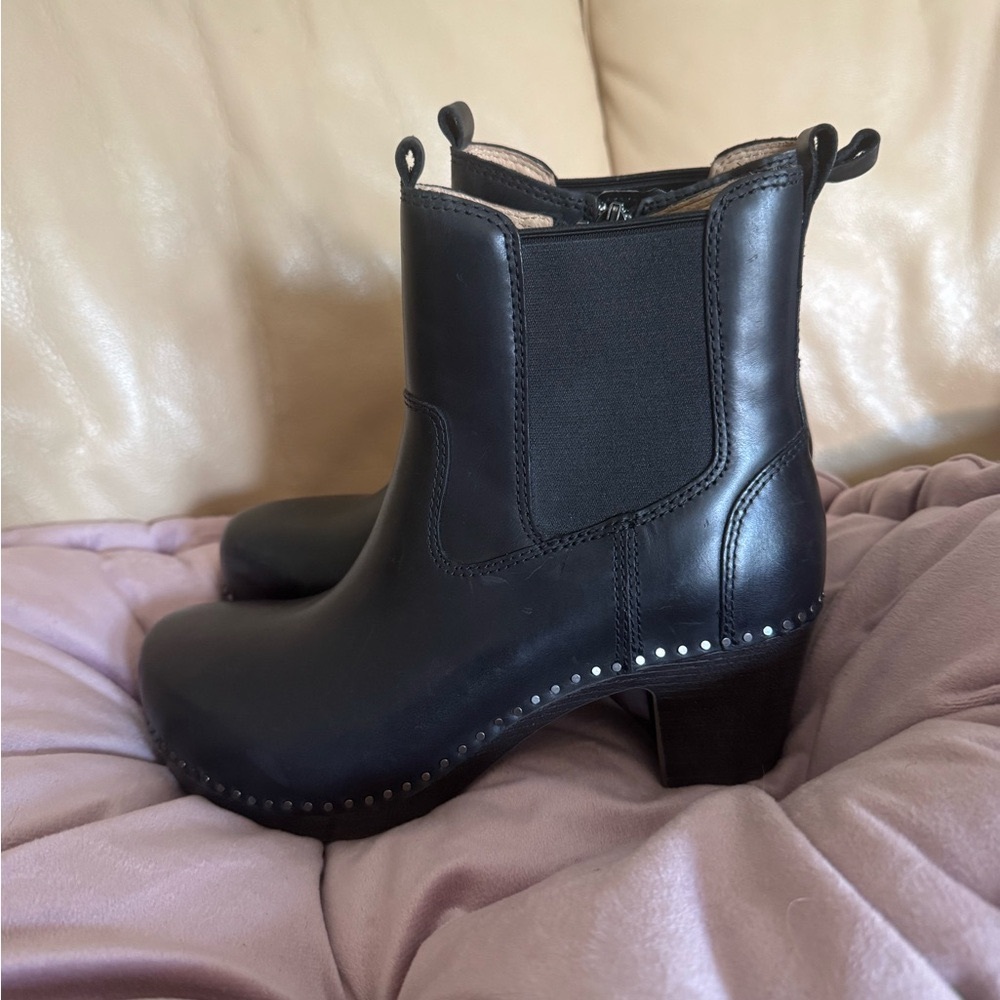 Dansko Black Leather Ankle Boots